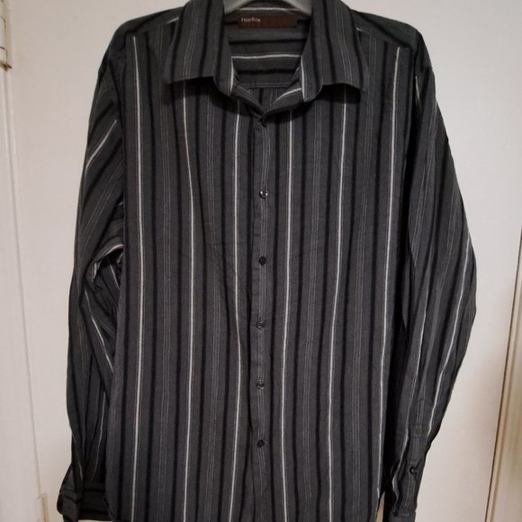 PERRY ELLIS DRESS SHIRT, Long Sleeves Striped XXL - Picture 3 of 7